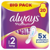 Always Platinum Long (Size 2) Pads Wings 20 Sanitary Towels - McGrocer
