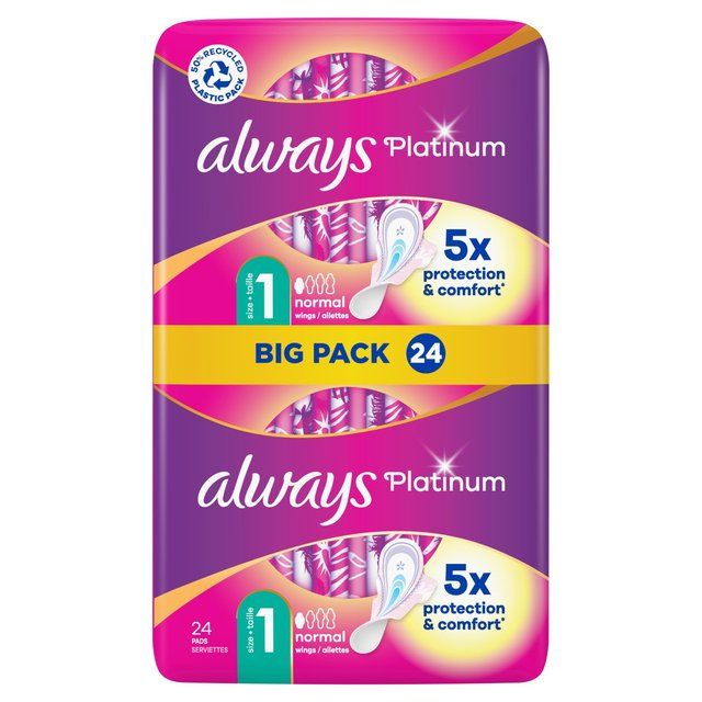 Always Platinum Normal Sanitary Towels Wings Size 1   24 per pack - McGrocer