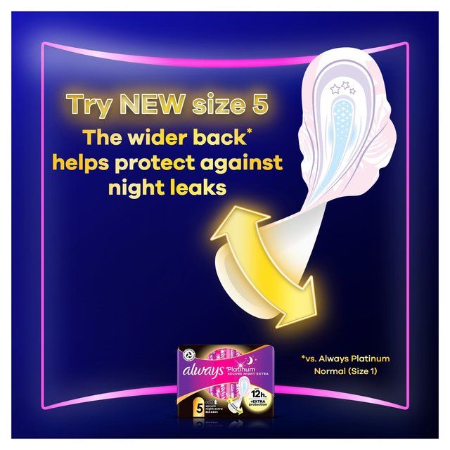 Always Platinum Secure Night Sanitary Towels Wings Size 4   14 per pack - McGrocer