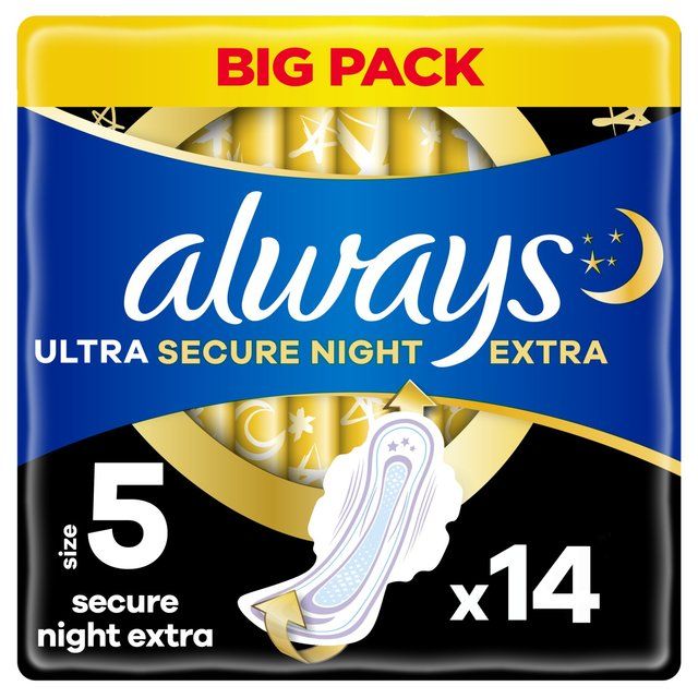 Always Ultra Sanitary Towels Secure Night Extra (Size 5) VP   14 per pack - McGrocer
