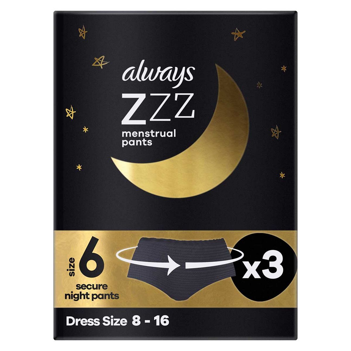 Always ZZZs Overnight Disposable Period Underwear (Size 6) X3 Period Pants - McGrocer