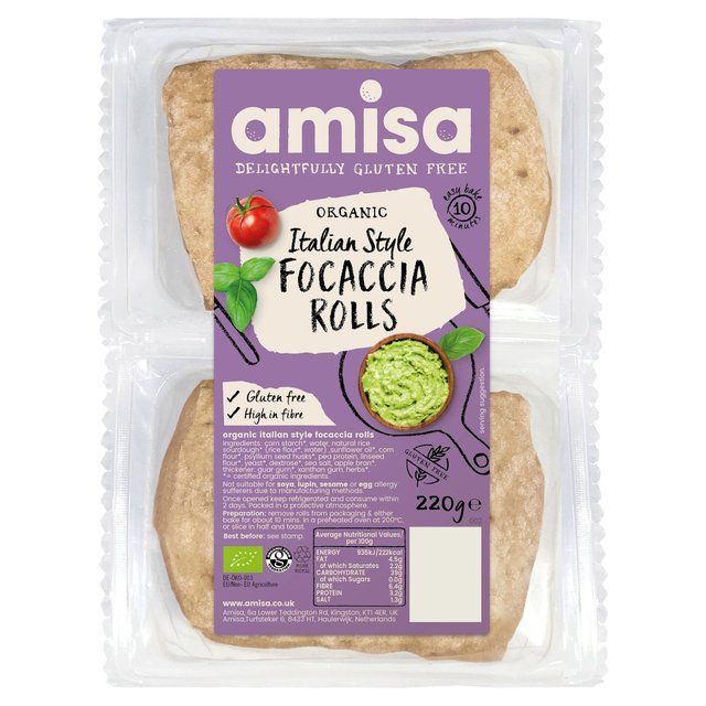 Amisa Organic Gluten Free Focaccia Rolls   220g - McGrocer
