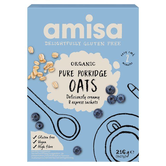 Amisa Organic Gluten Free Pure Porridge Oats Express Sachets   8 x 27g - McGrocer