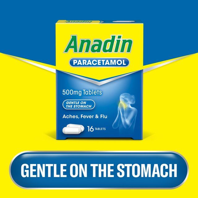 Anadin Paracetamol Pain Relief for Headaches Cold & Flu Tablets 16    16 per pack - McGrocer