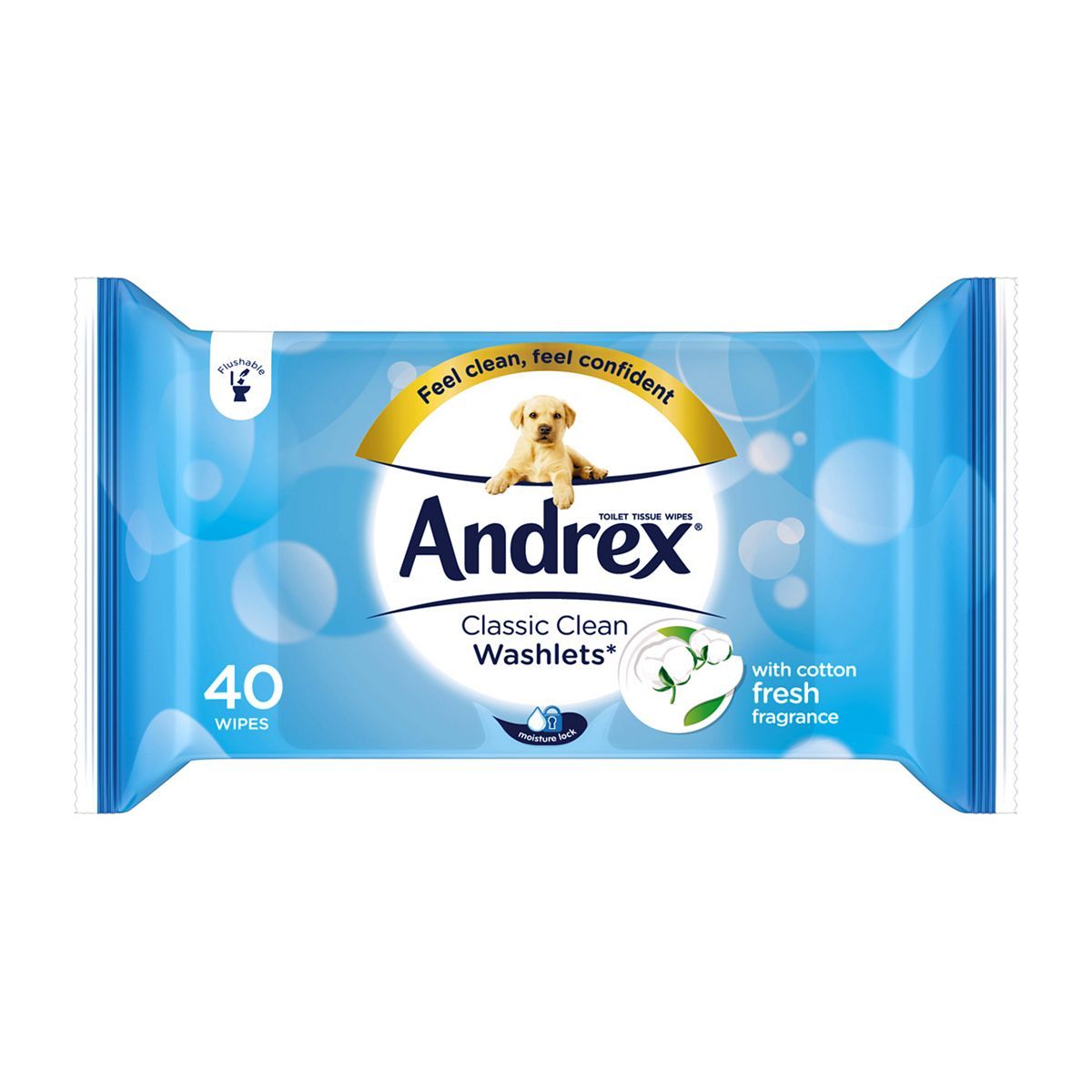 Andrex Classic Clean Washlets - 40 Flushable Wipes - McGrocer