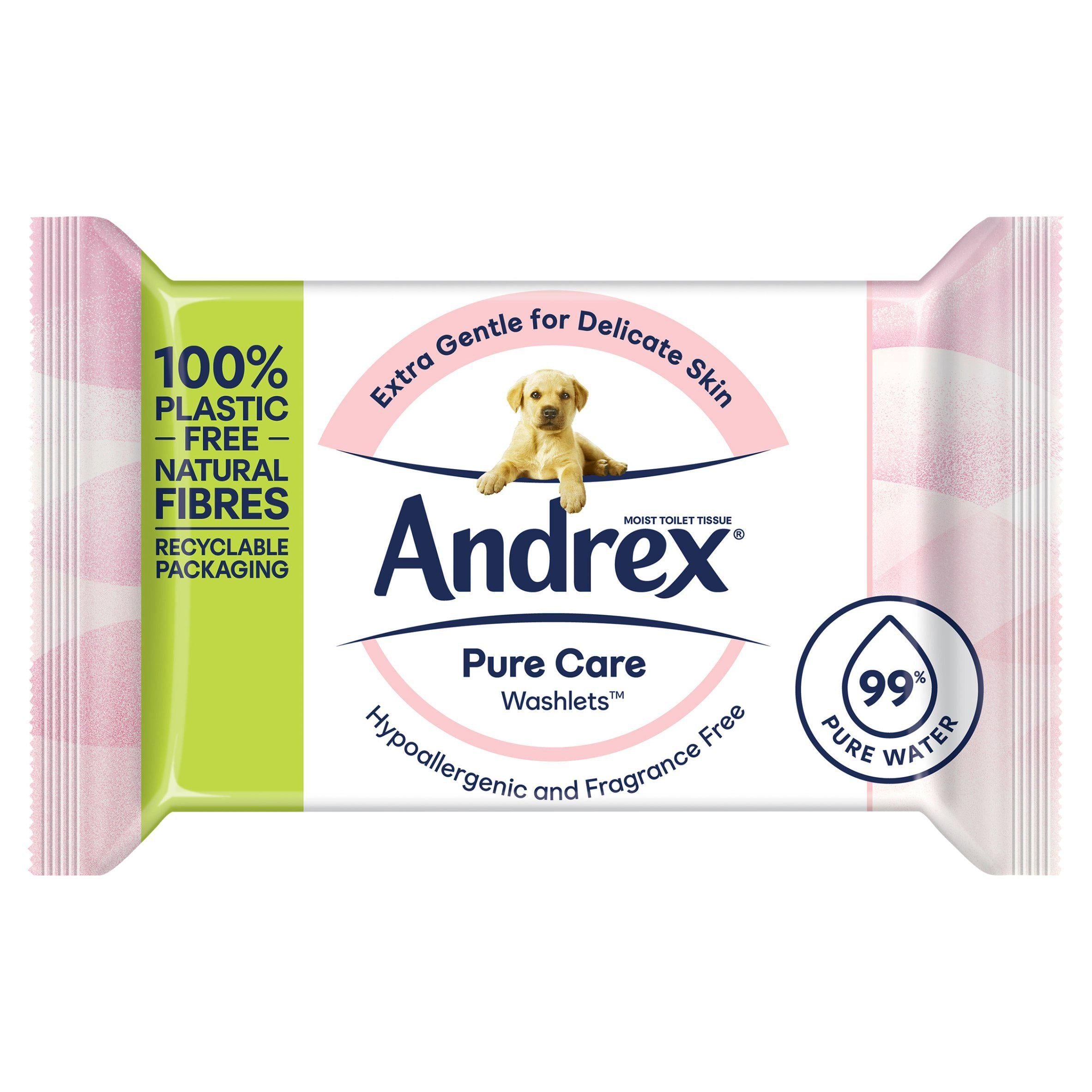 Andrex Pure Care Washlets Flushable Moist Toilet Tissue Wipes Single Pack 36 Sheets - McGrocer