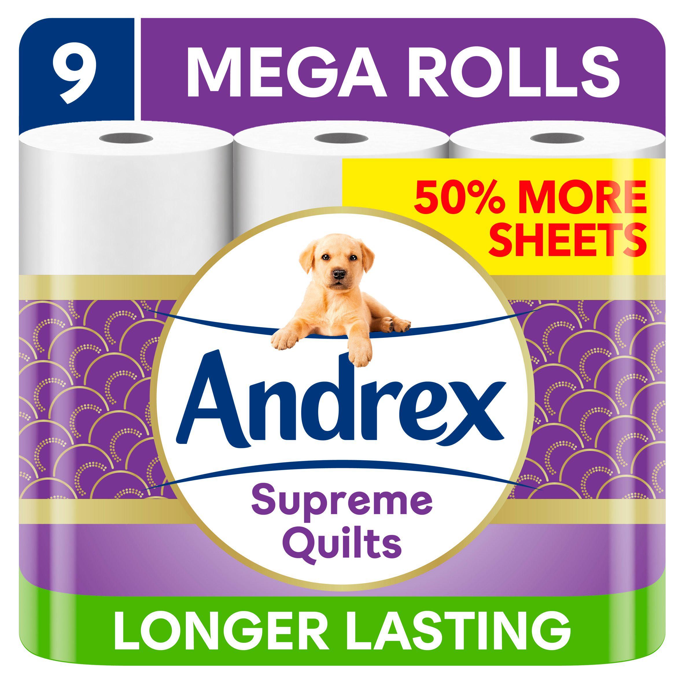 Andrex Supreme Quilts Toilet Tissue Mega Rolls x9 - McGrocer