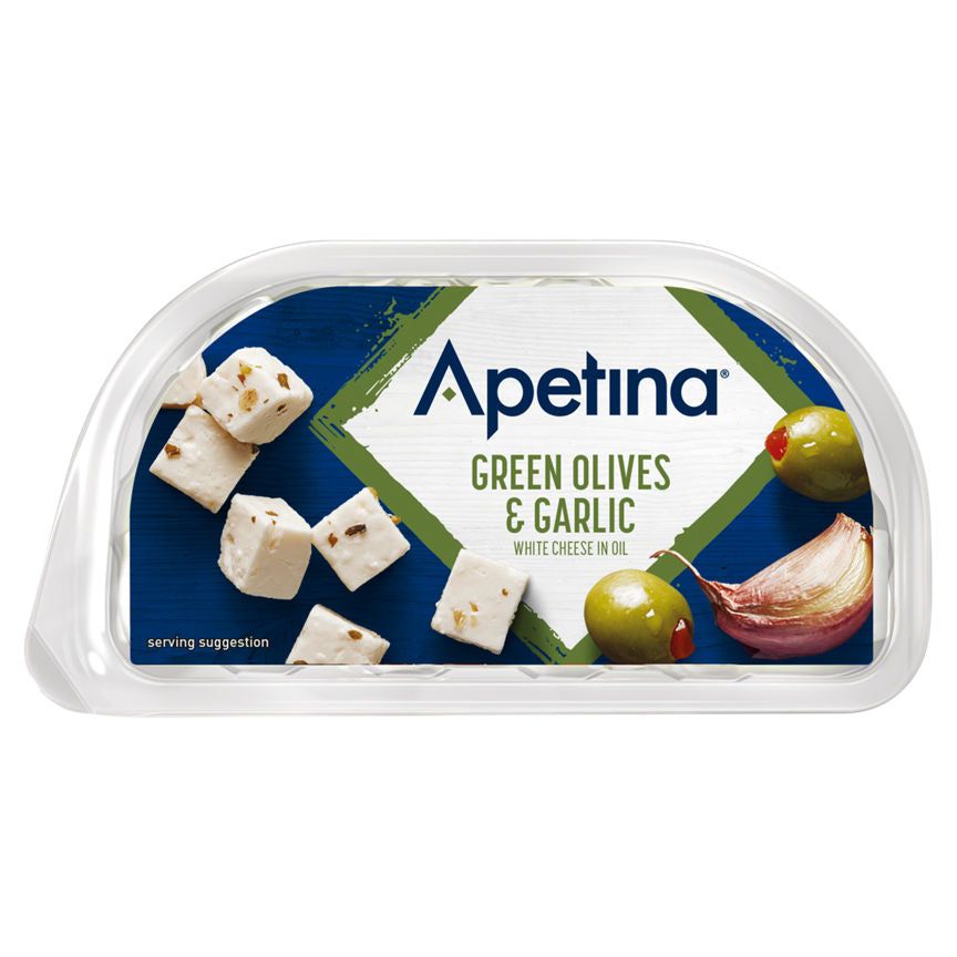 Apetina Green Olives & Garlic White Cheese Cubes in Oil - McGrocer