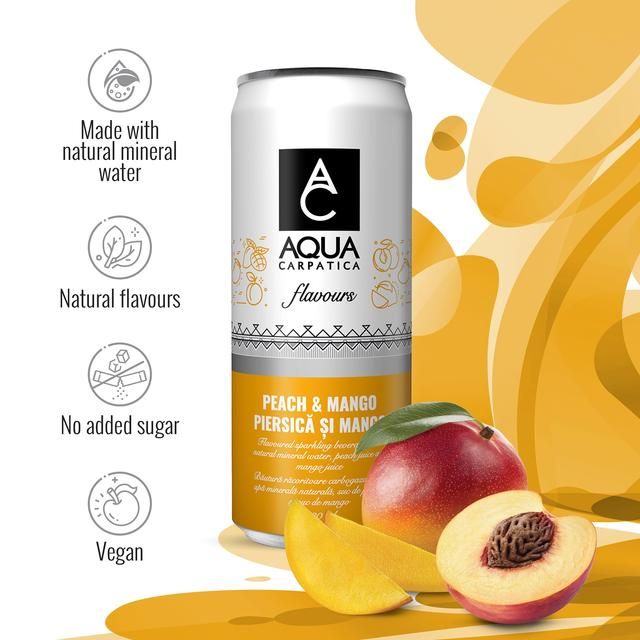 AQUA Carpatica Sparkling Flavours Mango & Peach   4 x 330ml - McGrocer
