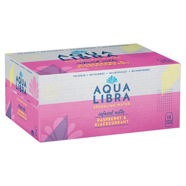 Aqua Libra Raspberry and Blackcurrant Infused Sparkling Water   12 x 330ml - McGrocer