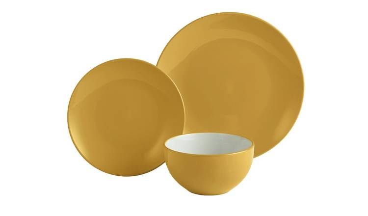 Argos Home 12 Piece Stoneware Dinner Set - Mustard - McGrocer
