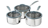 Argos Home 3 Piece Stainless Steel with Silicone Rim Pan Set - McGrocer