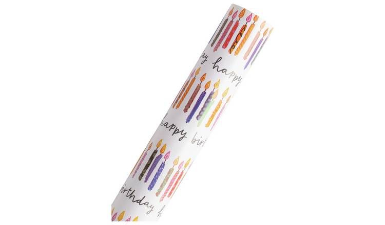 Argos Home Roll of Birthday Candle Wrapping Paper - 10m - McGrocer