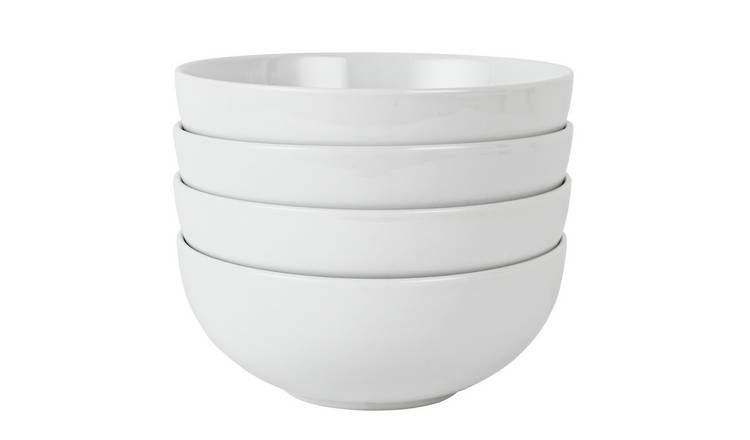 Argos Home Set of 4 Porcelain Cereal Bowls - Super White - McGrocer