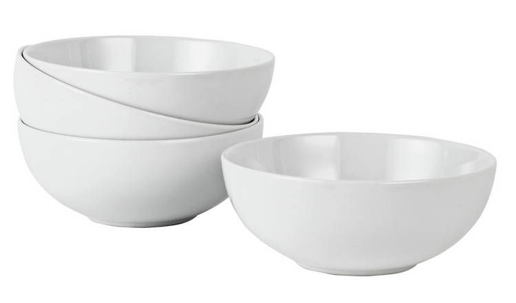Argos Home Set of 4 Porcelain Cereal Bowls - Super White - McGrocer