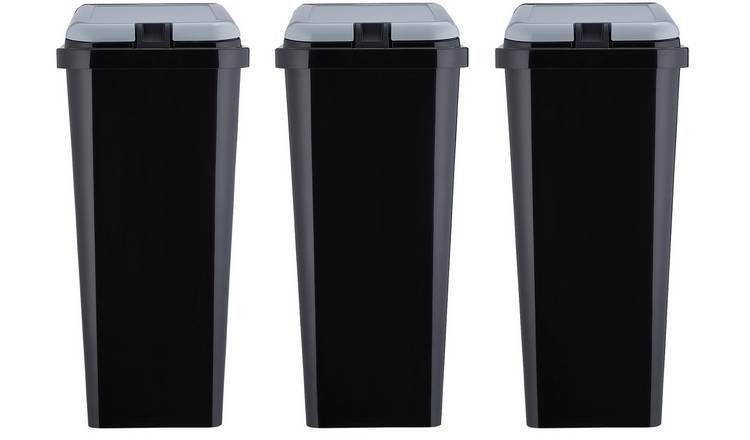 Argos Home Trio of Recycling Bins - Black - McGrocer