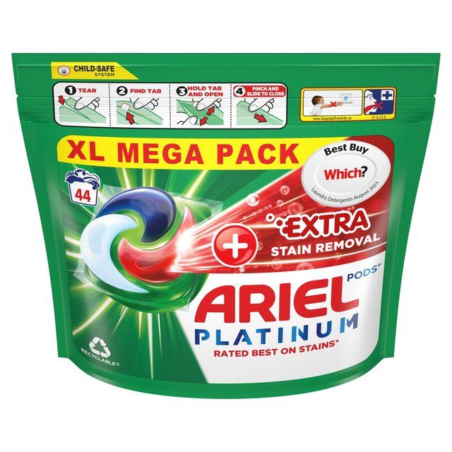 Ariel Platinum Stain Removal All-in-1 Pods Washing Capsules 44 Washes   44 per pack - McGrocer