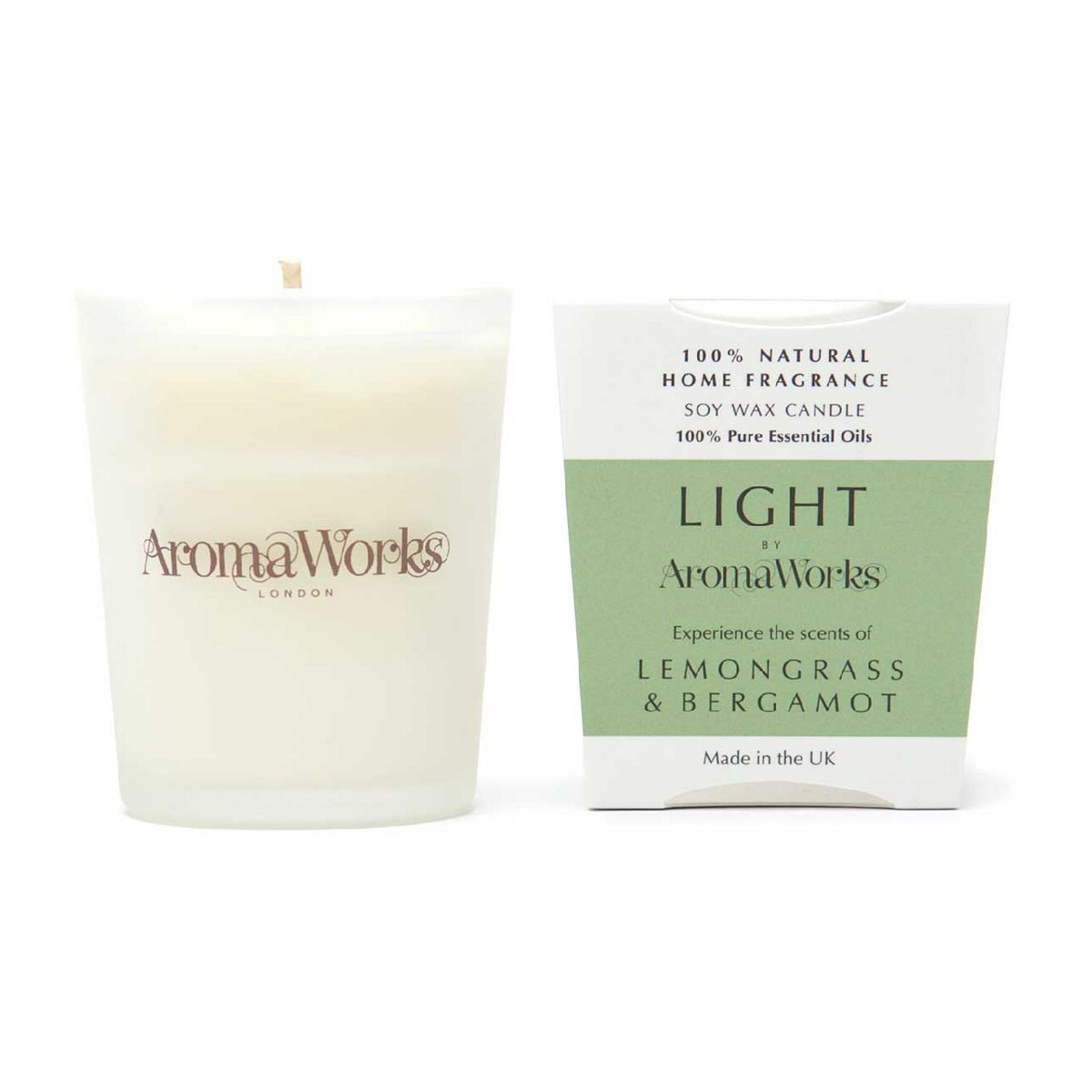 AromaWorks London Light Range - Lemongrass & Bergamot 10cl Candle - McGrocer