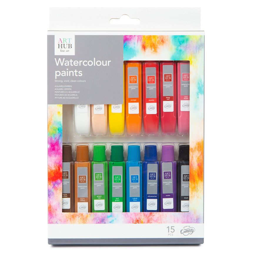 Art Hub Watercolour Paints 10ml - 15 Pack - McGrocer