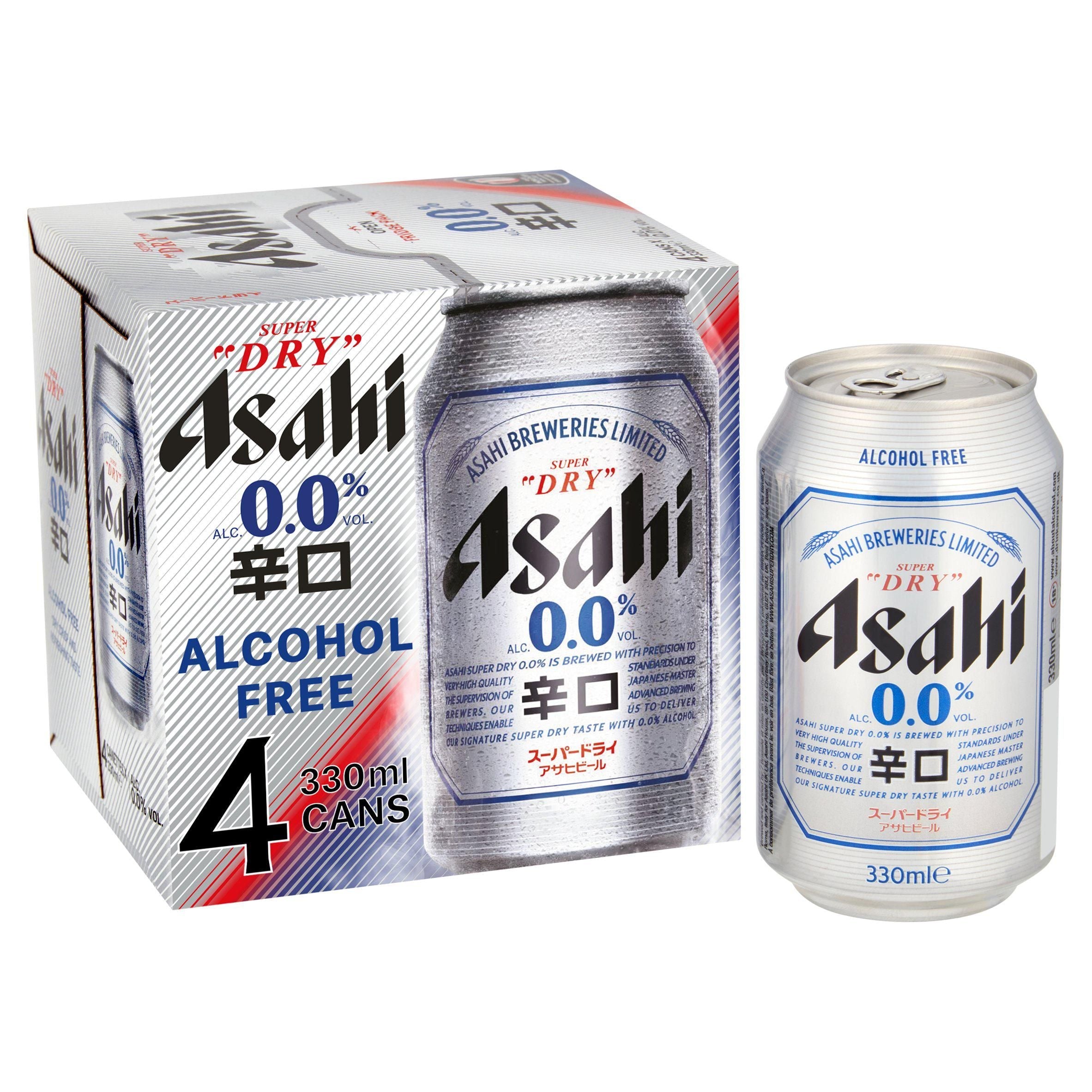 Asahi Super Dry 0.0% Alcohol Free Cans 4x330ml - McGrocer