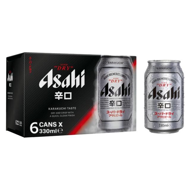 Asahi Super Dry Beer Lager Cans   6 x 330ml - McGrocer