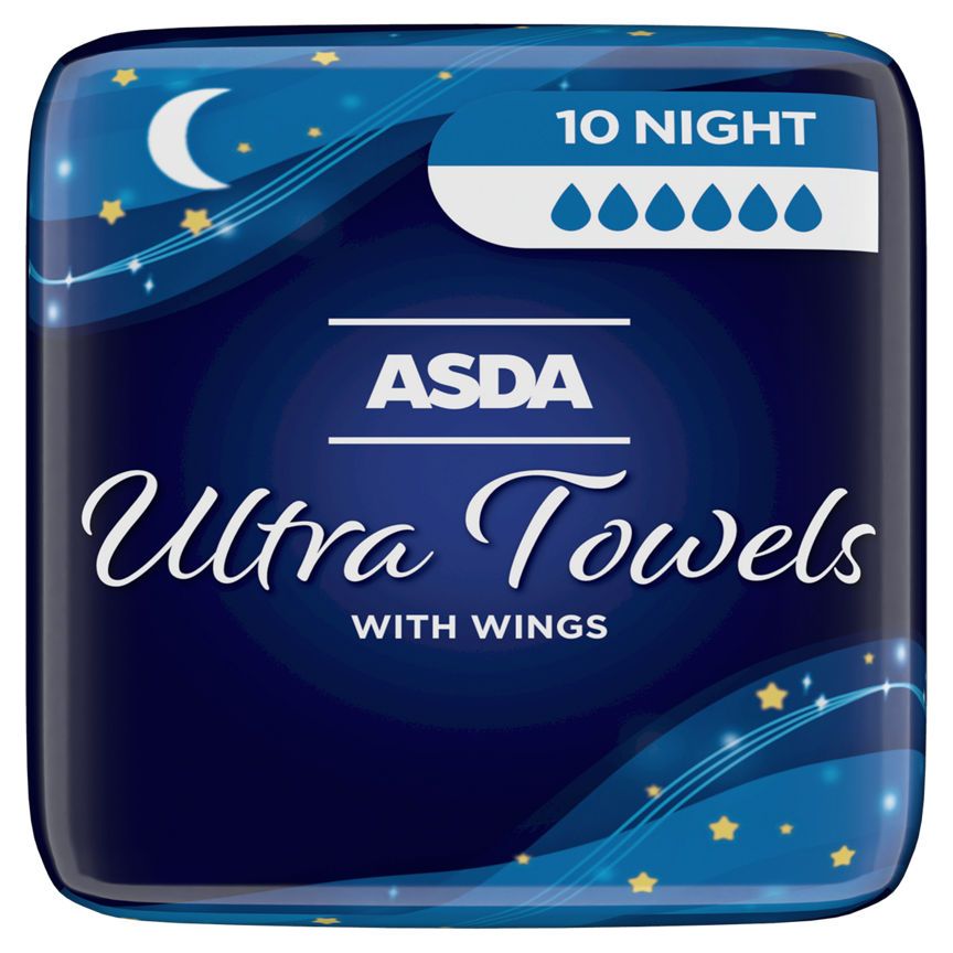 ASDA 10 Night Ultra Towels with Wings - McGrocer