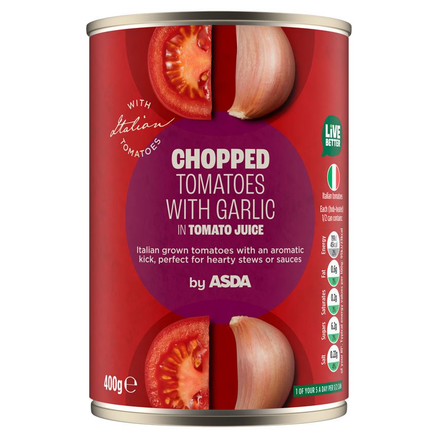 ASDA Chopped Tomatoes with Garlic in Tomato Juice - McGrocer