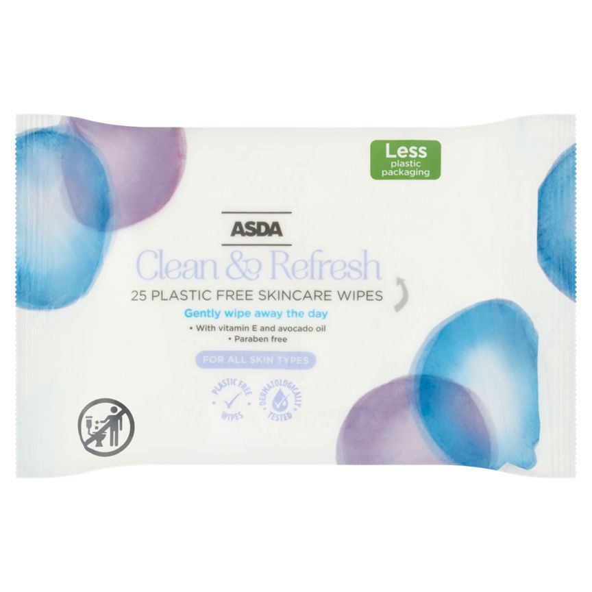 ASDA Clean & Refresh 25 Plastic Free Skincare Wipes - McGrocer
