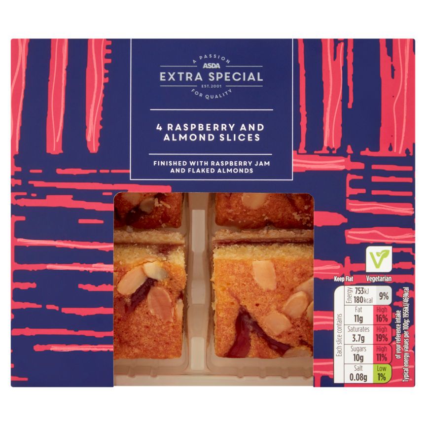 ASDA Extra Special 4 Raspberry and Almond Slices - McGrocer