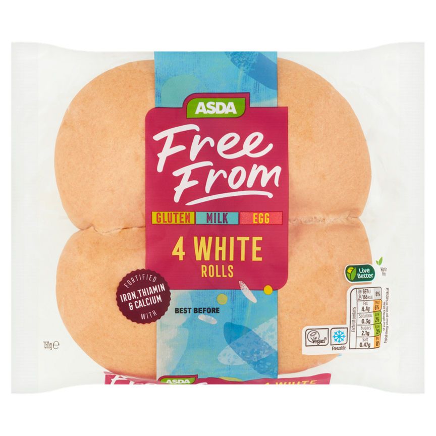 ASDA Free From 4 White Rolls - McGrocer