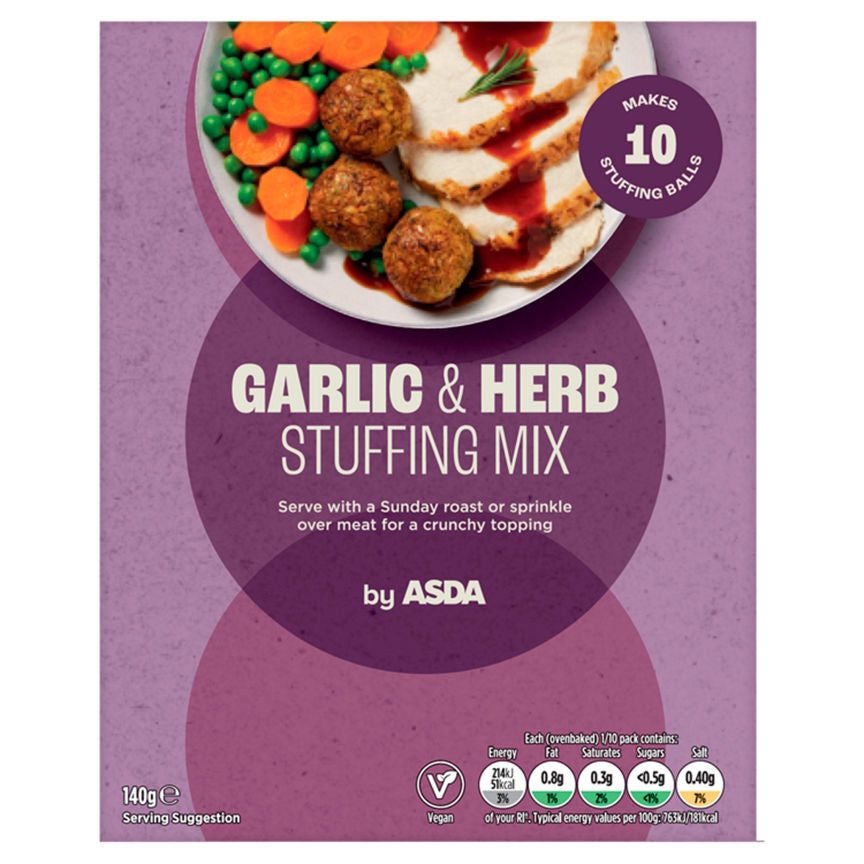 ASDA Garlic & Herb Stuffing Mix 140g - McGrocer