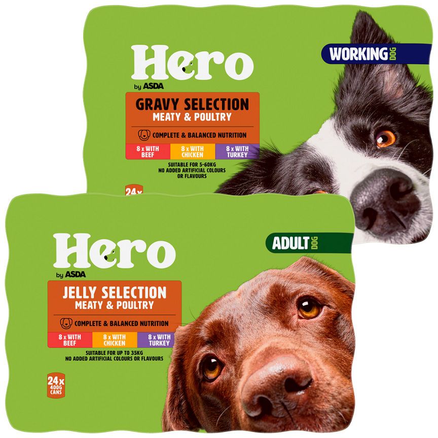 ASDA Hero Meaty Chunks & Mixed Selection Dog Food Tins Bundle - McGrocer