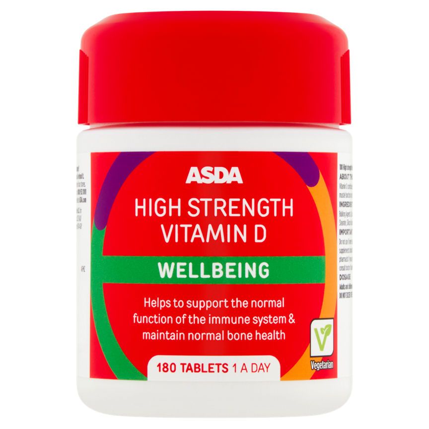 ASDA High Strength Vitamin D Wellbeing 180 Tablets 1 A Day - McGrocer