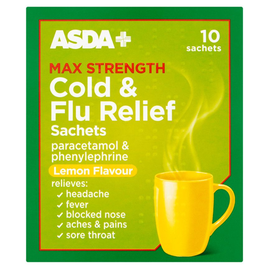 ASDA Max Strength Cold and Flu Relief Sachets - Lemon Flavour - McGrocer