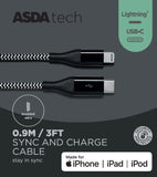 ASDA Tech Lighting to USB-C Cable - Black 0.9m - McGrocer