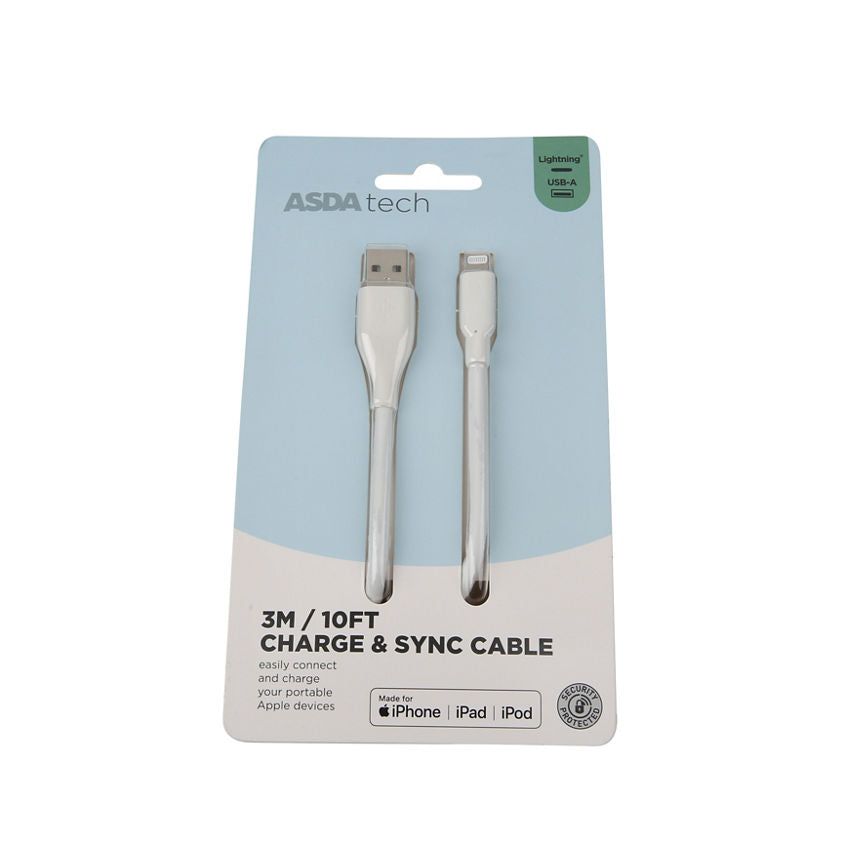 ASDA Tech Lightning Cable - White 3.05m - McGrocer