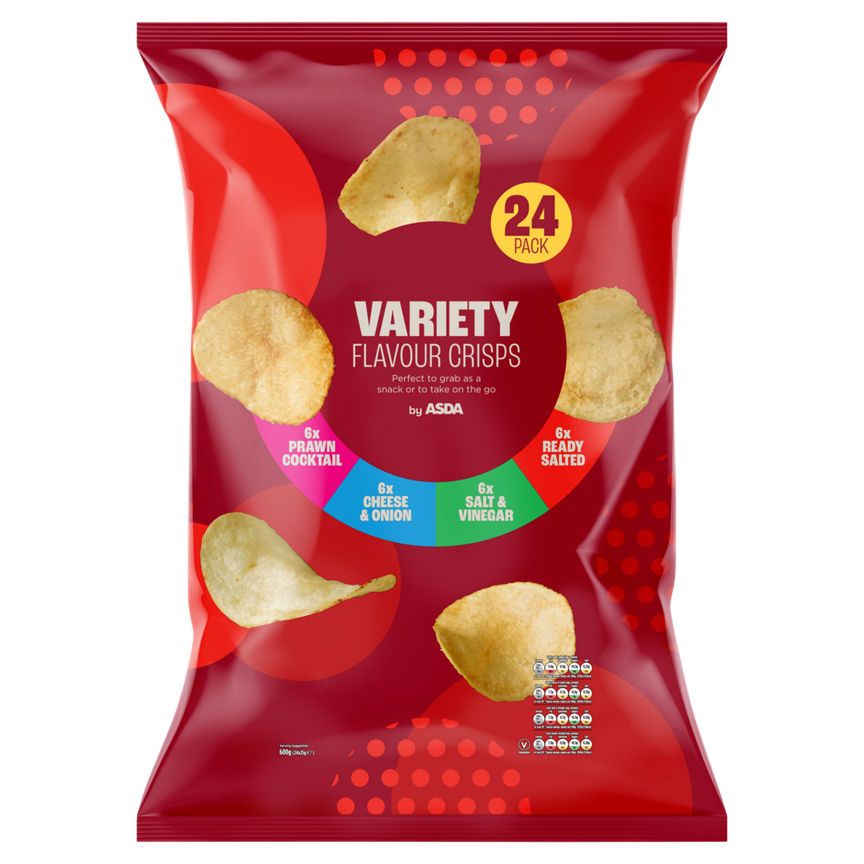 ASDA Variety Flavour Crisps 24 x 25g (600g) - McGrocer