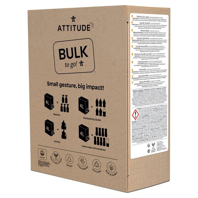 Attitude Bulk 2 Go Washing Up Liquid Citrus Zest   4L - McGrocer