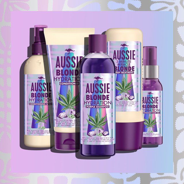 Aussie Blonde Hydration Purple Shampoo with Hemp for Blonde and Silver Hair   290ml - McGrocer
