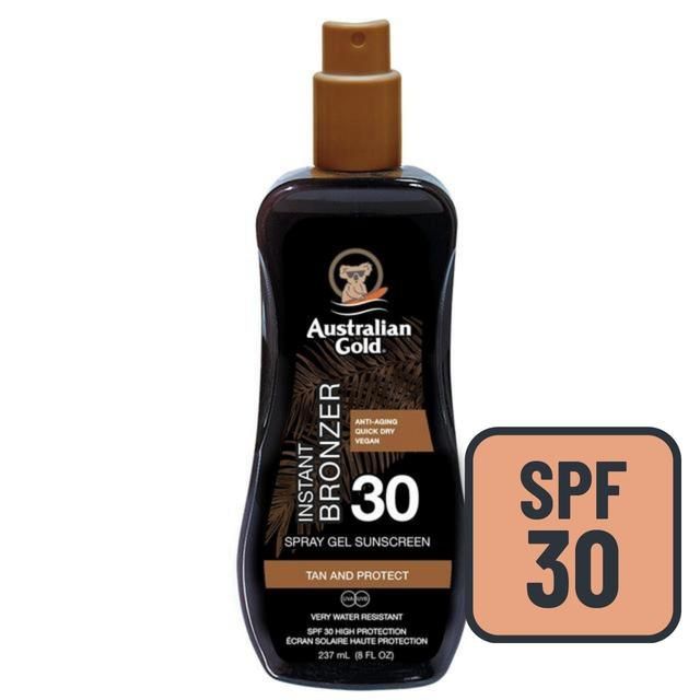 Australian Gold SPF 30 Sunscreen Spray with Instant Bronzer   237ml - McGrocer