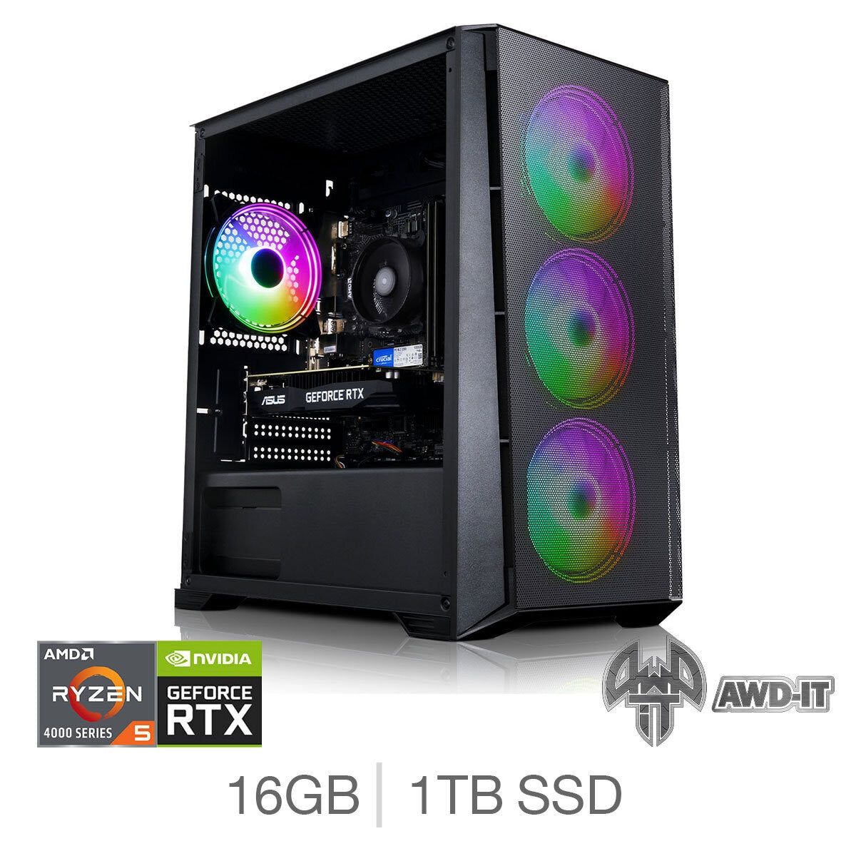 AWD-IT Mesh 5, AMD Ryzen 5, 16GB RAM, 1TB SSD, NVIDIA GeForce RTX 3060, Gaming Desktop PC - McGrocer
