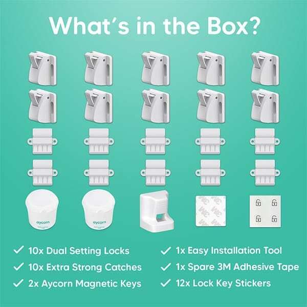 Aycorn Baby Safety Proof Magnetic Cupboard Locks - 10 Pack - McGrocer