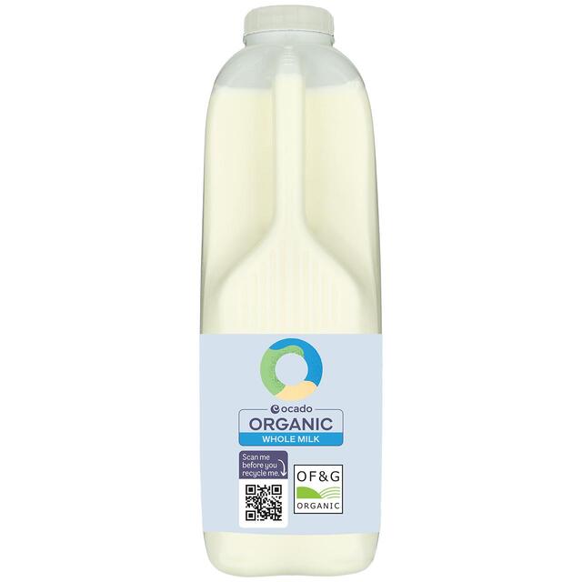 Ocado Organic British Whole Milk 2 Pints   1.136L - McGrocer
