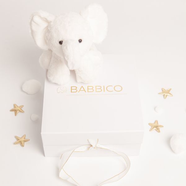 Babbico Gift Boxed Elba The Elephant White Soft Toy - McGrocer