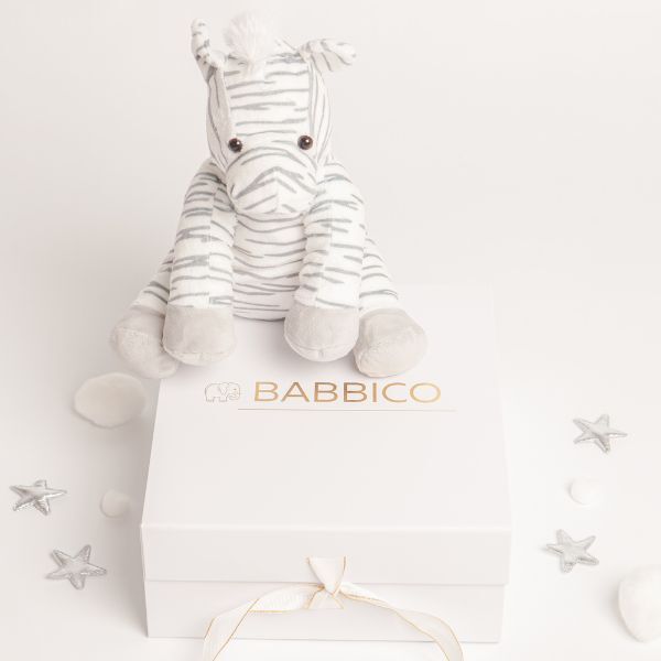 Babbico Gift Boxed Zizi The Zebra Grey & White Soft Toy - McGrocer