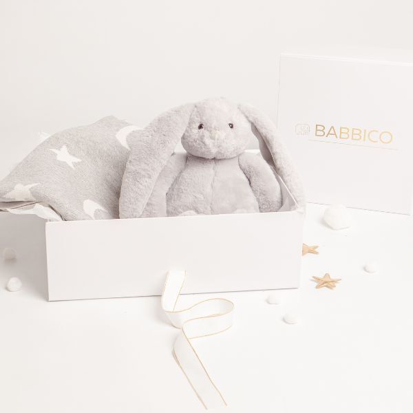 Babbico Grey Bunny And Grey Moon Star Blanket Baby Gift Set - McGrocer