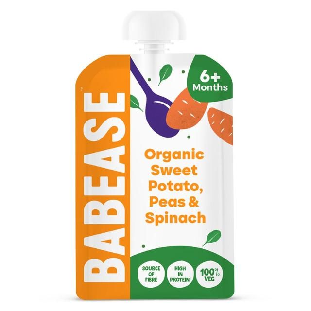 Babease Baby Food Organic Sweet Potato Peas & Spinach Pouch 6mths+   100g - McGrocer