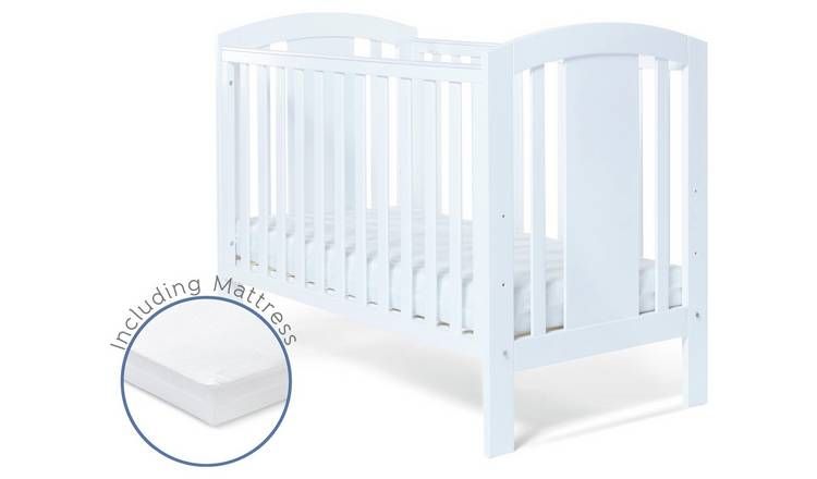 Baby Elegance Laba Baby Cot with Mattress - White - McGrocer