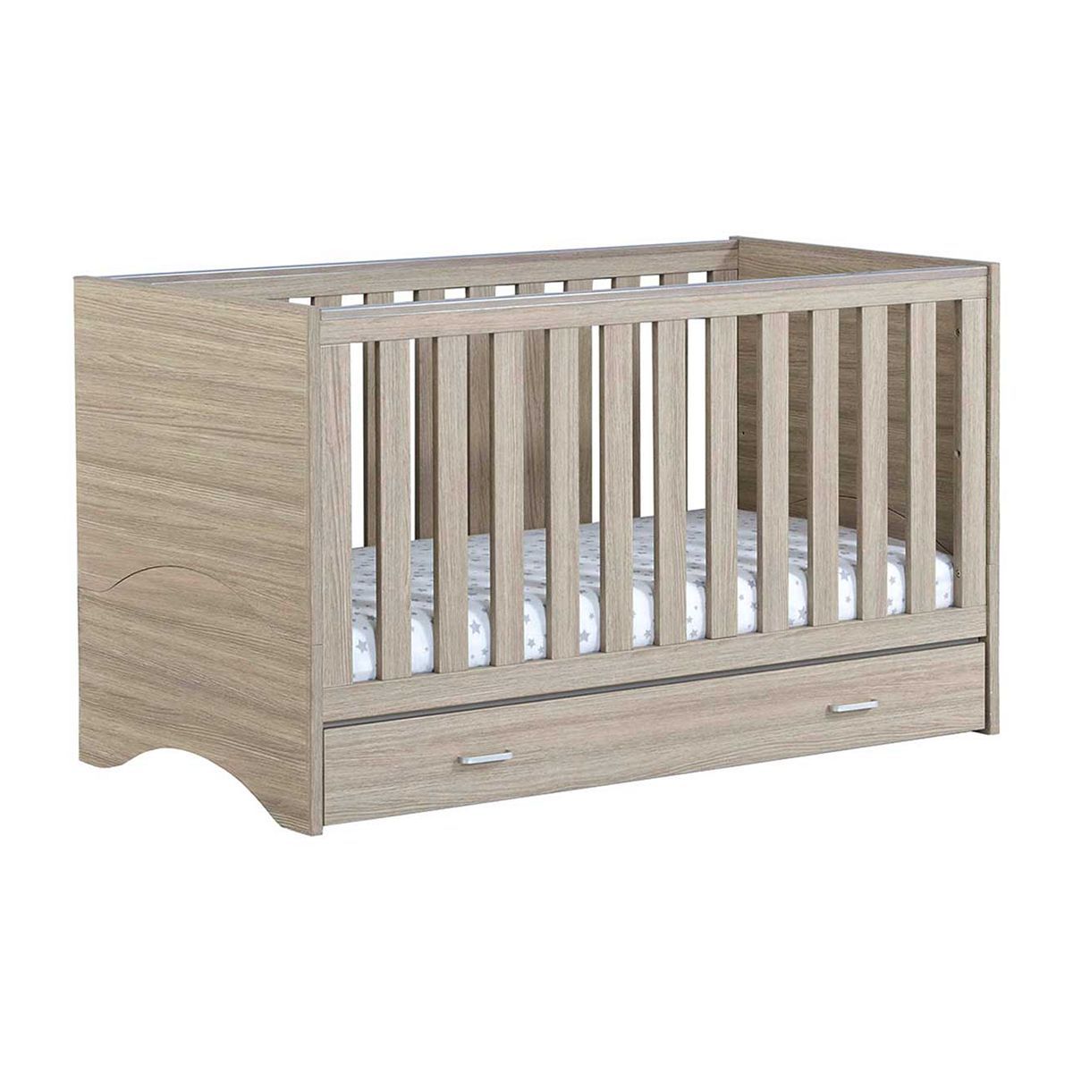 Babymore Veni Cot Bed with Drawer - Oak - McGrocer
