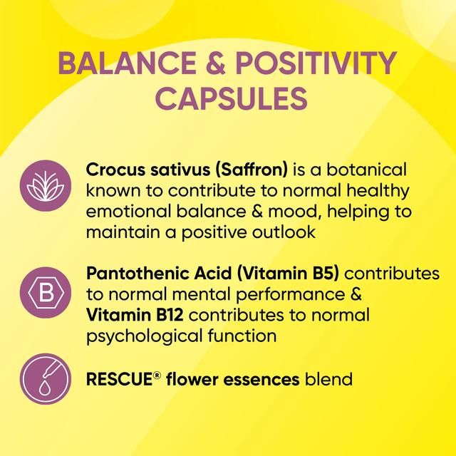 Bach Flower Remedies Balance & Positivity Rescue Capsules   30 per pack - McGrocer